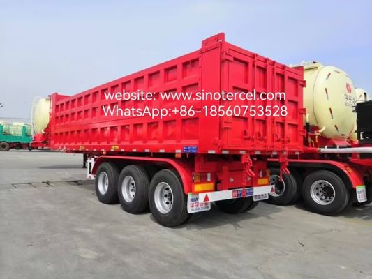 3 แอ็กซ์ดัมพ์ปิปเปอร์ Semi Trailer 20-50CBM หน้ายกไฮดรอลิกสําหรับหินทรายหินหินหินทราย ประสิทธิภาพ การทําเหมืองแร่และอุตสาหกรรมการขนส่ง