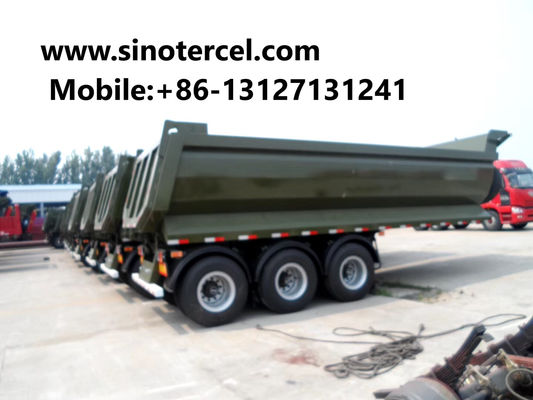 งานหนัก ไฮดรอลิก 3 แกน Tipper Semi Trailer การขนส่งที่ปลอดภัย