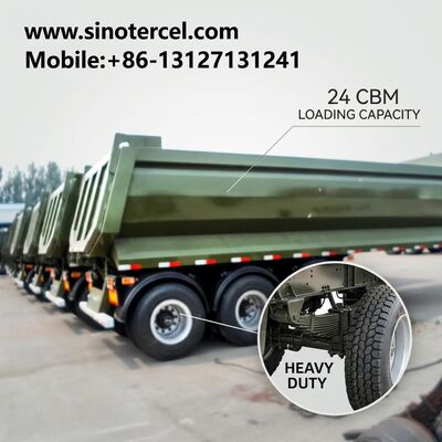งานหนัก ไฮดรอลิก 3 แกน Tipper Semi Trailer การขนส่งที่ปลอดภัย