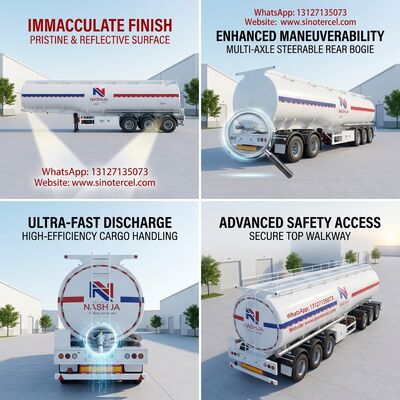 3Axles ขาวน้ํามันถัง Semi Trailer กับ 45CBM ความจุ